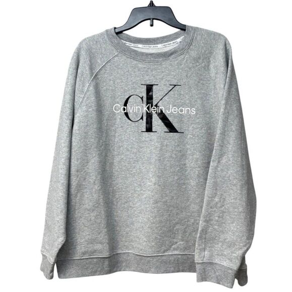 Calvin Klein Jeans Trendy Plus Size Size Sweatshirt, Pearl Color, Sz. 1X - Picture 2 of 9